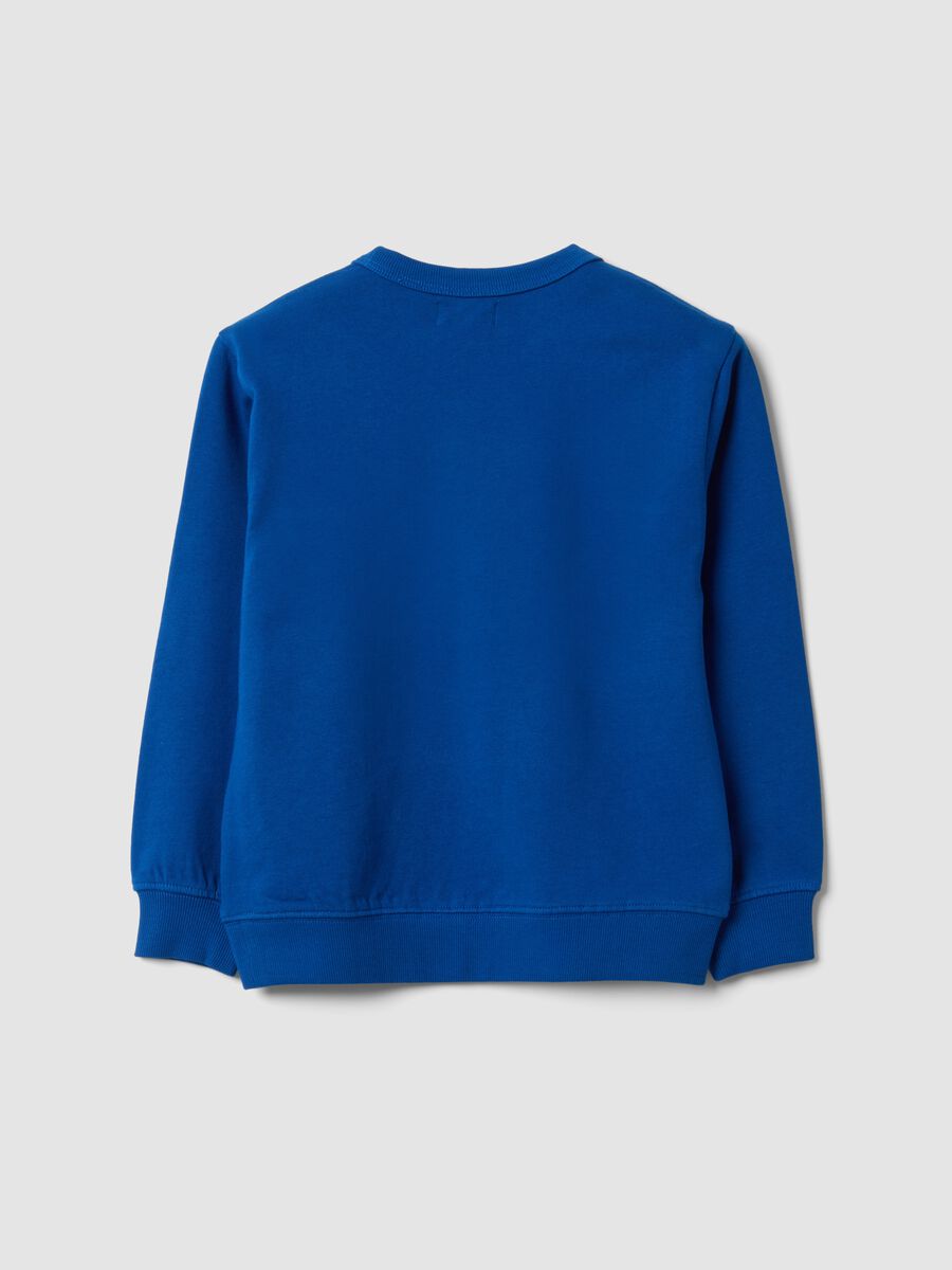 Blue relaxed-fit sweatshirt in 100% organic cotton with print for boys_1