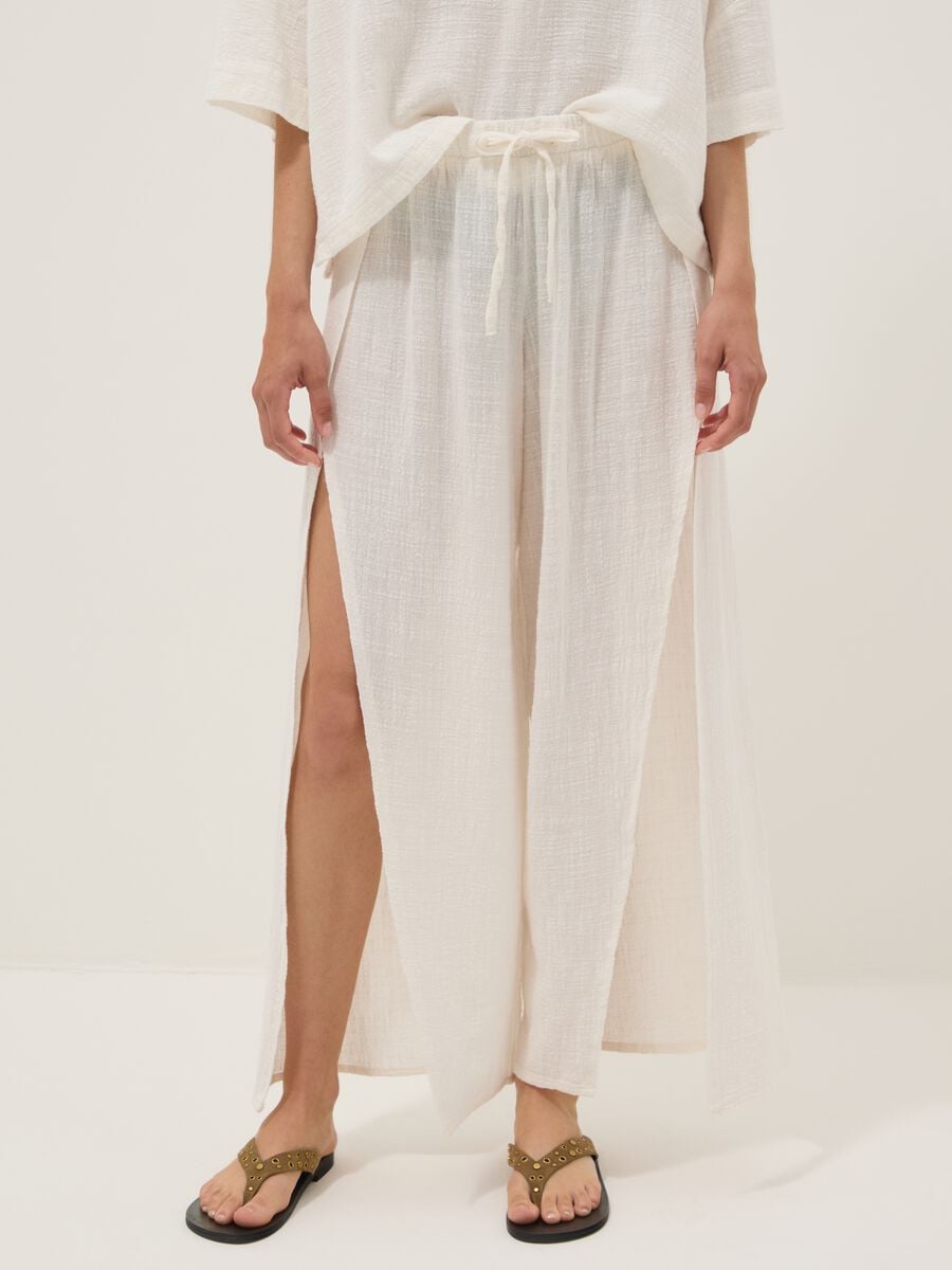 White pure cotton beach trousers_1