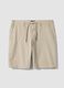 Beige linen and cotton blend chino shorts_4