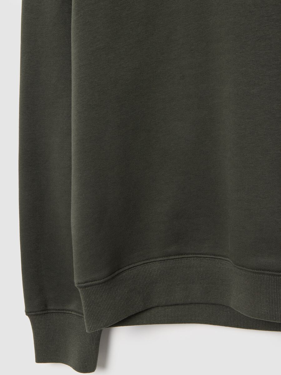 Felpa verde in misto cotone regular fit con cappuccio_5