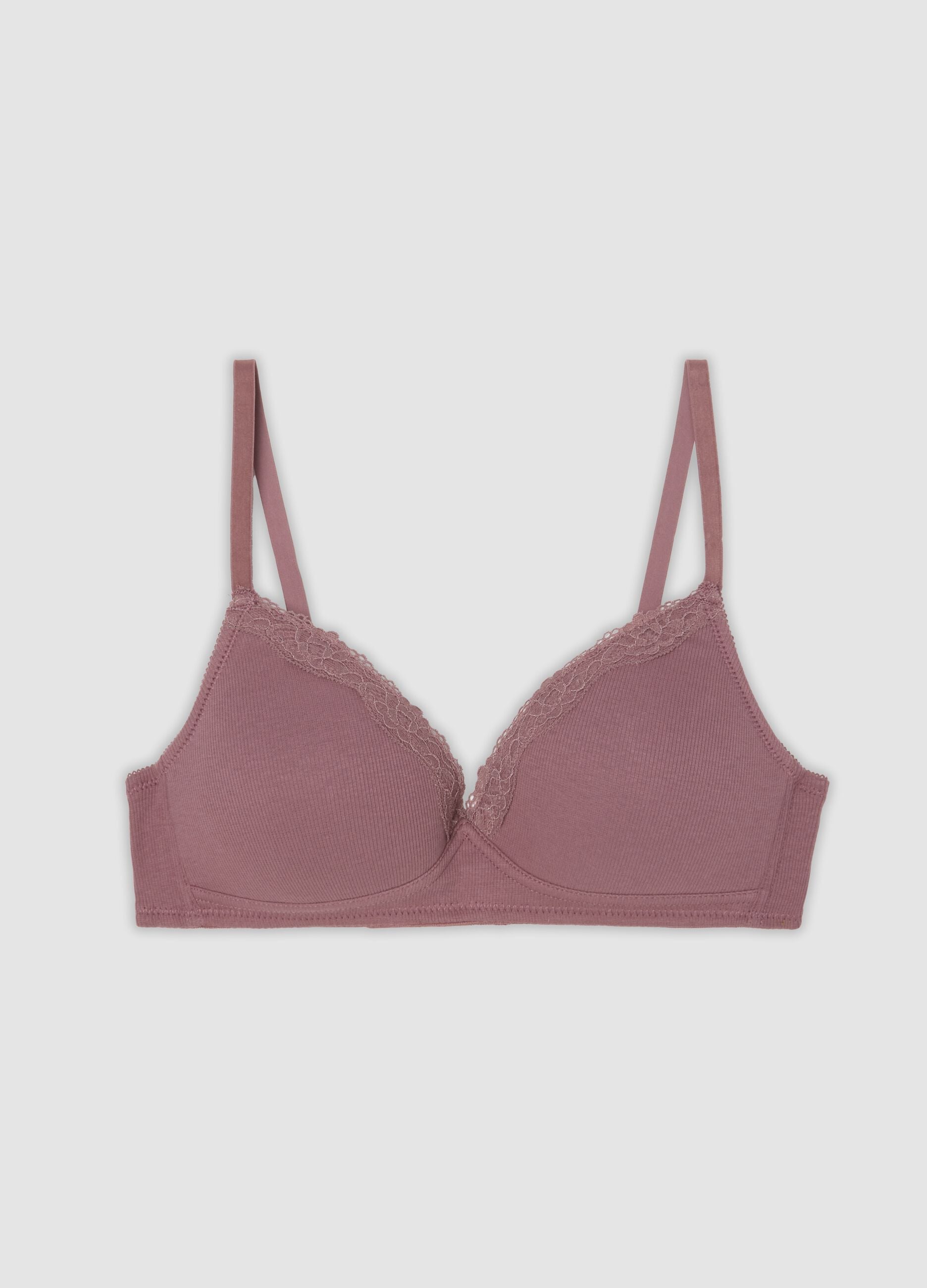 Pink padded bra in stretchy organic cotton