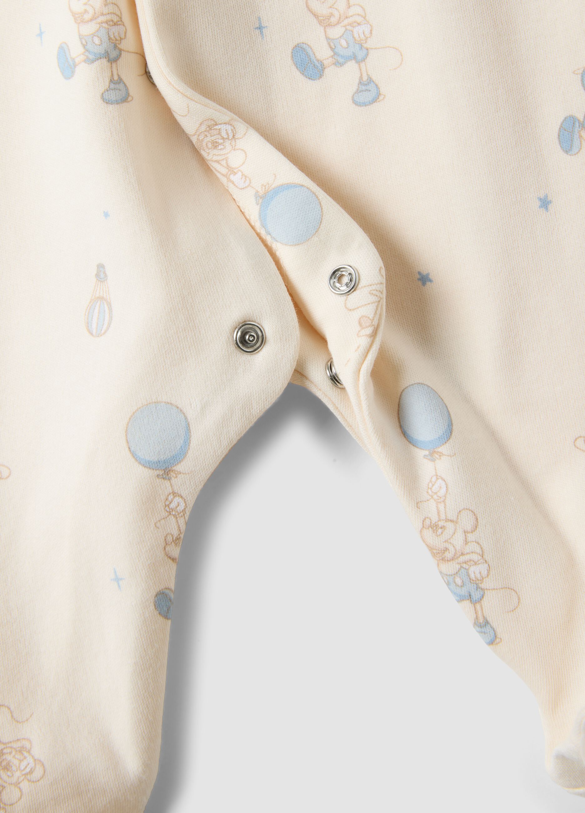 2-pack beige organic cotton sleepsuits with Mickey & Friends prints