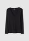 Black long sleeve top regular fit with lace trim_0