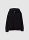 Black sweatshirt for boys in pure cotton with oversized fit, hood and zip_3