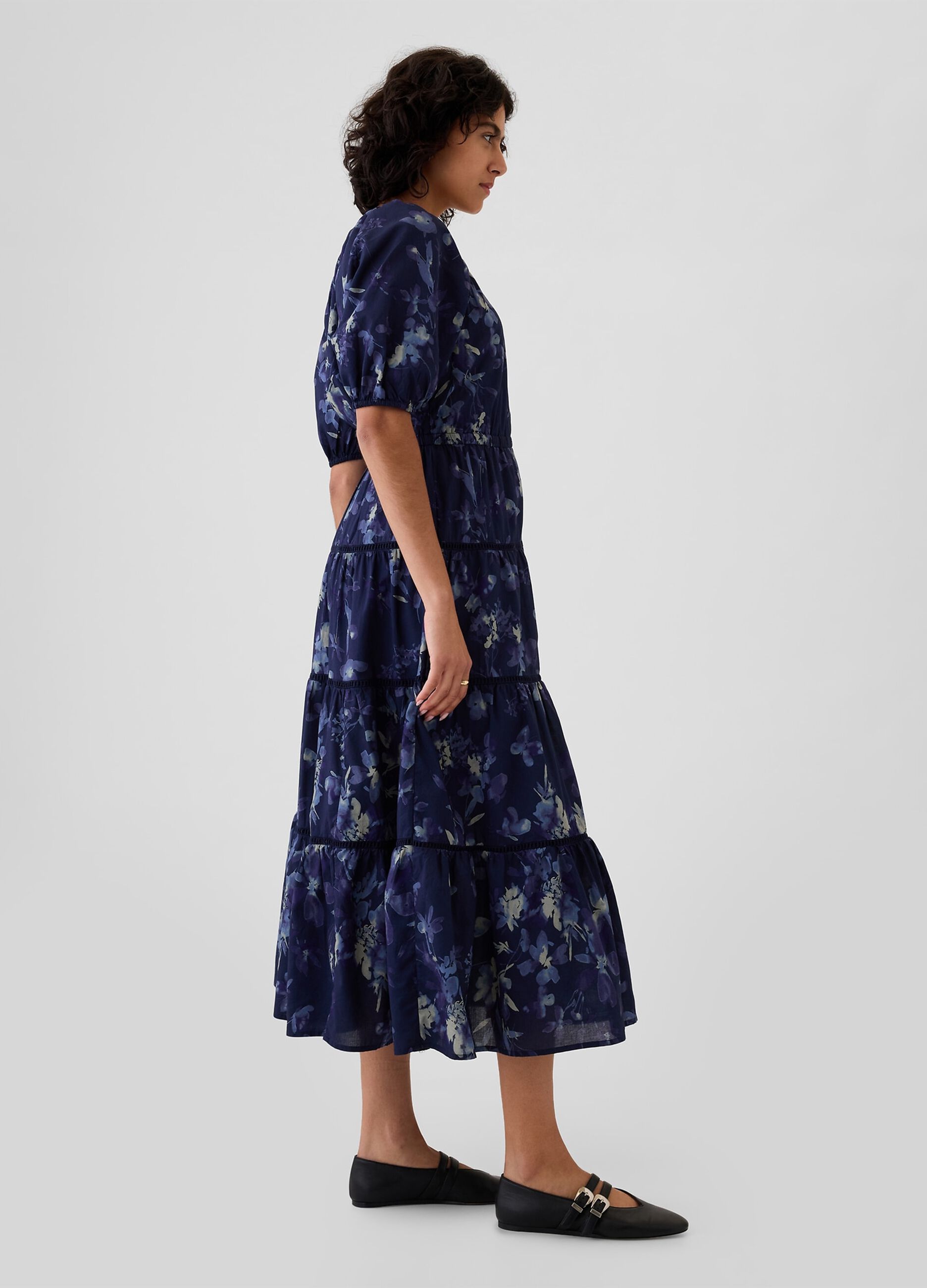 Long shirt dress with flounces
