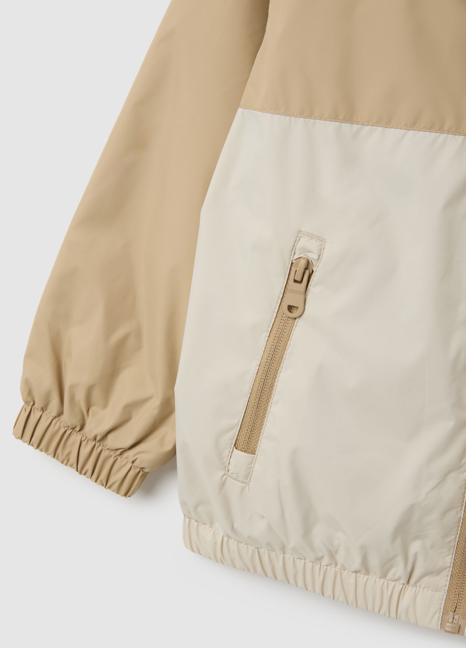 Kid's jacket in multicolour water-repellent fabric