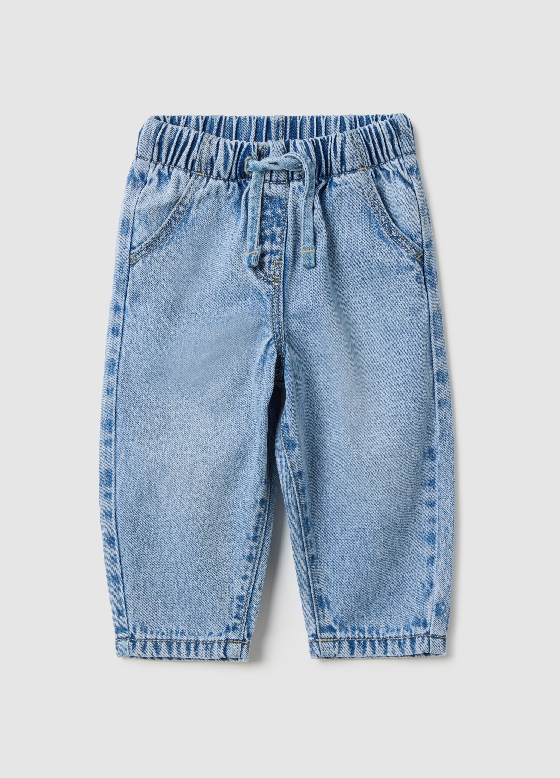 Blue denim jeans in cotton blend regular fit for baby girl