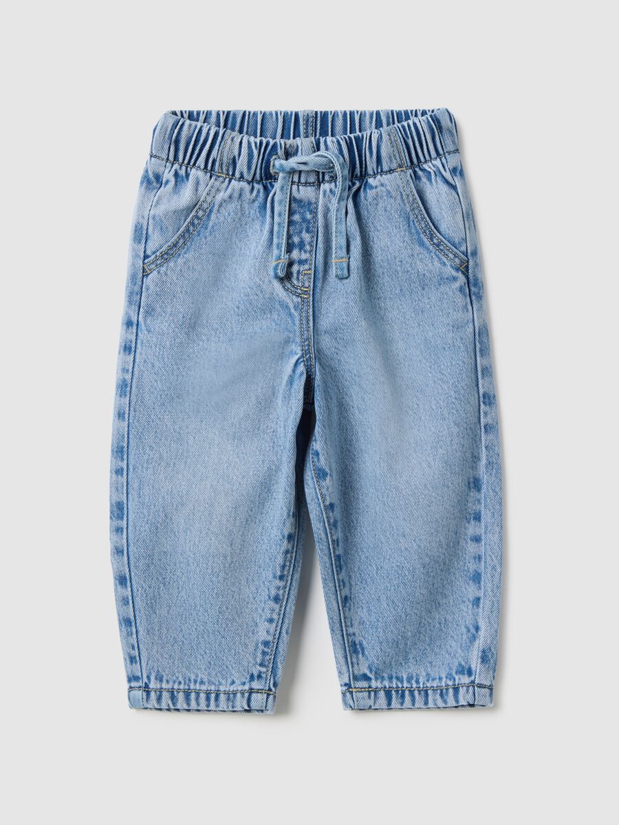 Blue denim jeans in cotton blend regular fit for baby girl_0
