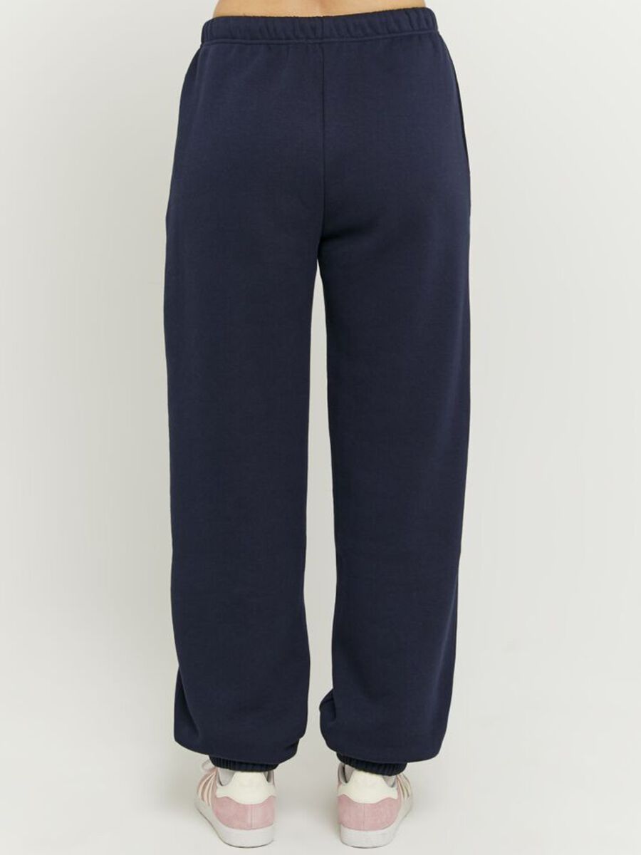 Blue cotton blend jogger trousers with regular fit_2