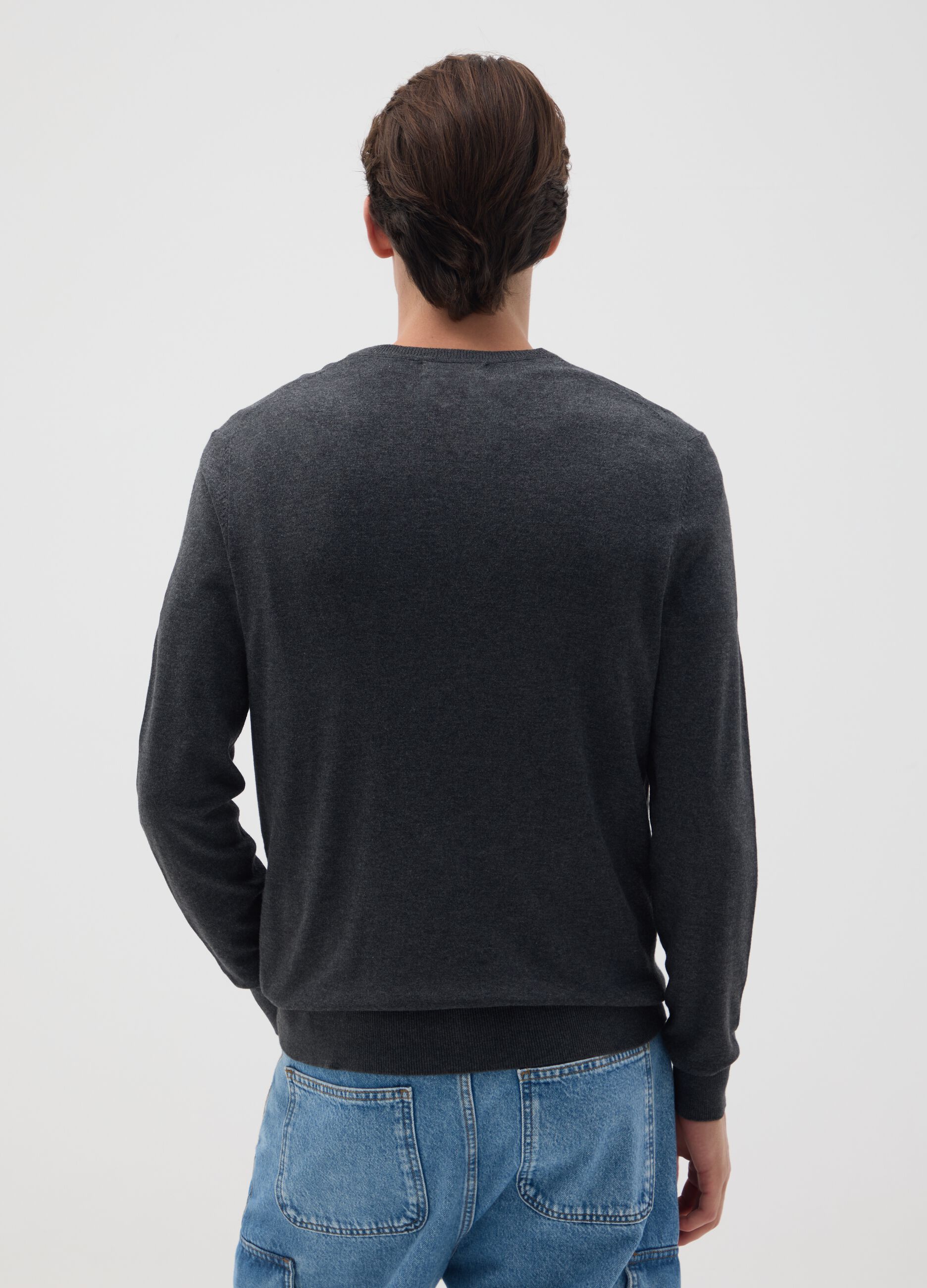 Grey viscose blend jumper regular fit