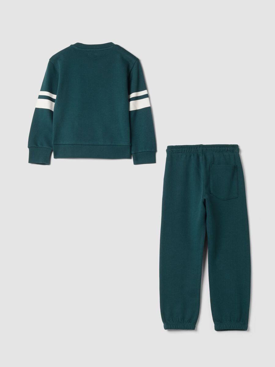 Pure cotton moss green tracksuit with crew-neck sweatshirt_1