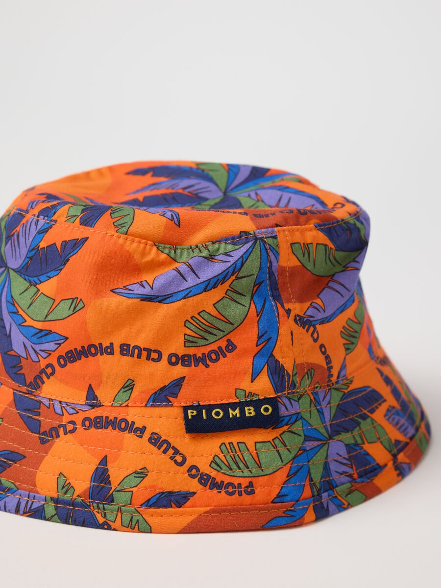 Orange fishing hat with palms print_1