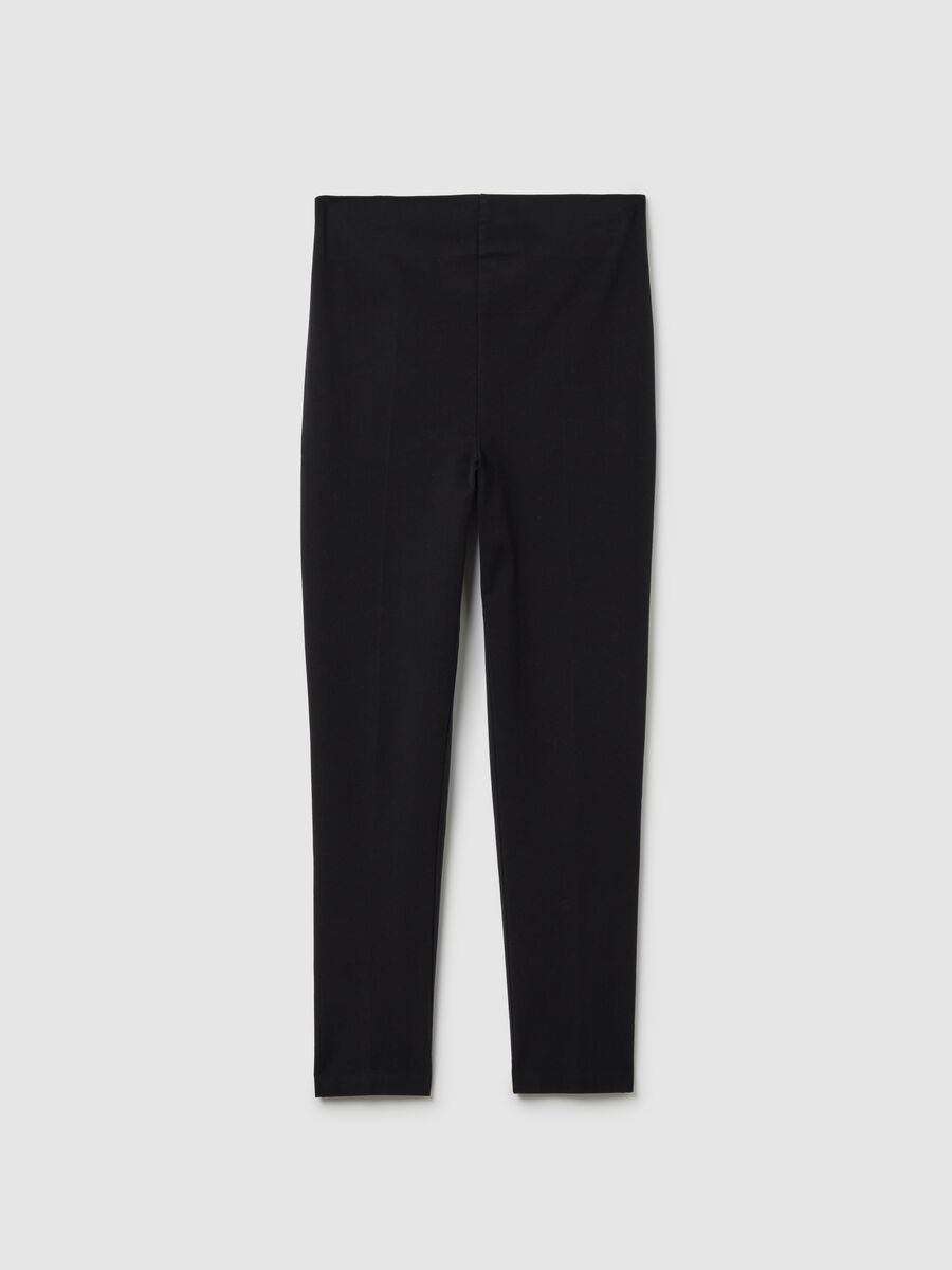 Pantaloni premaman neri in cotone elasticizzato_1