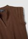 Brown pure cotton T-shirt with crochet details, regular fit_1