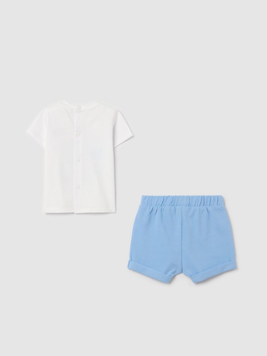 Cotton set with T-shirt with "Happy Family" embroidery and shorts_1