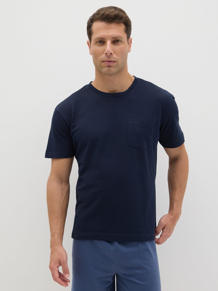 Men's blue cotton regular fit t-shirt and bermuda shorts set_1