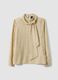 Beige viscose-blend blouse with bow collar_0