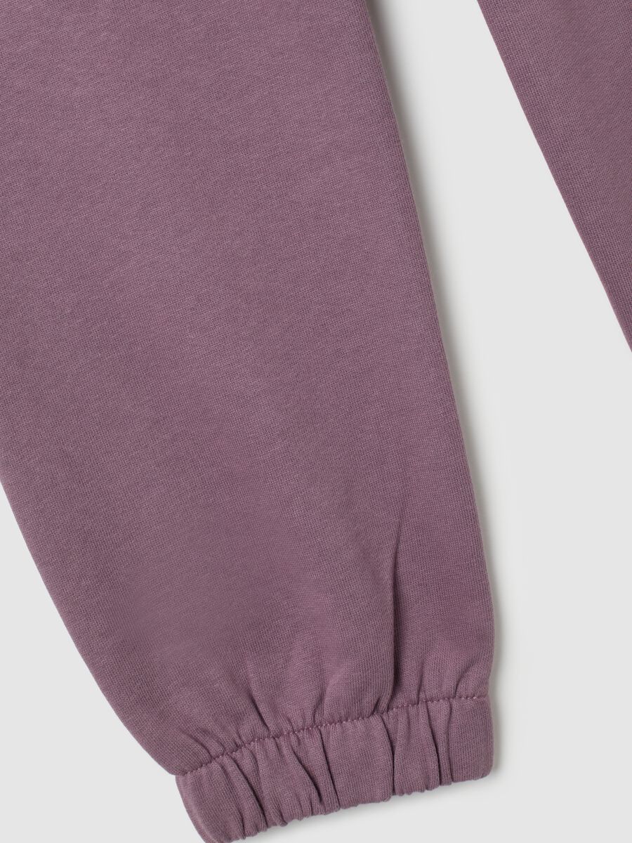Girls' Regular Fit Pure Cotton Purple Joggers_3