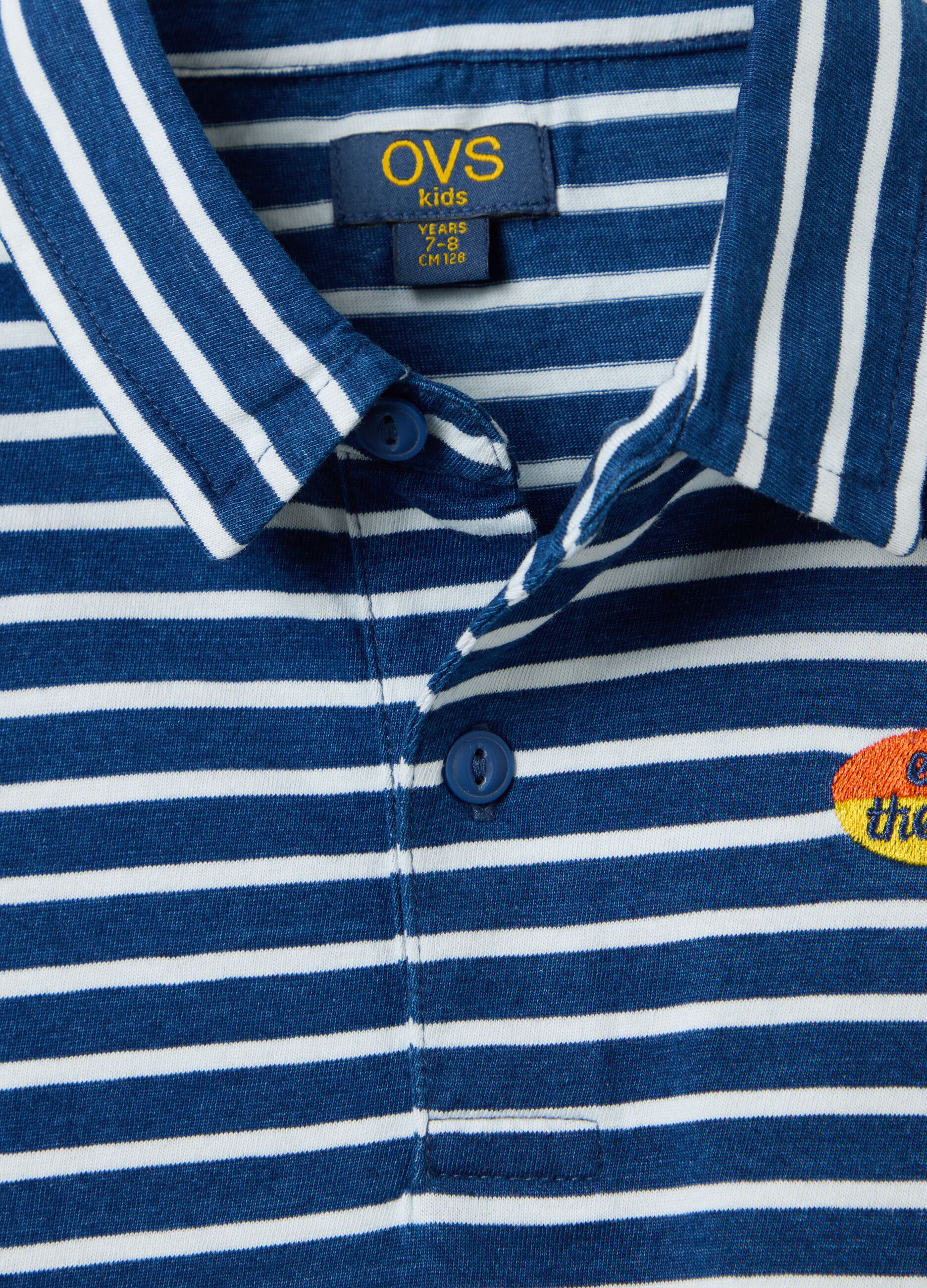 Polo a righe da bambino in puro cotone multicolor regular fit