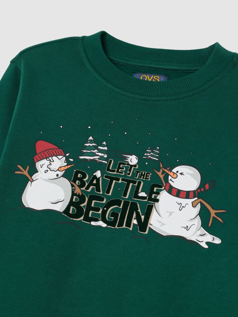 Children's green pure cotton sweatshirt with regular fit and Christmas print_3