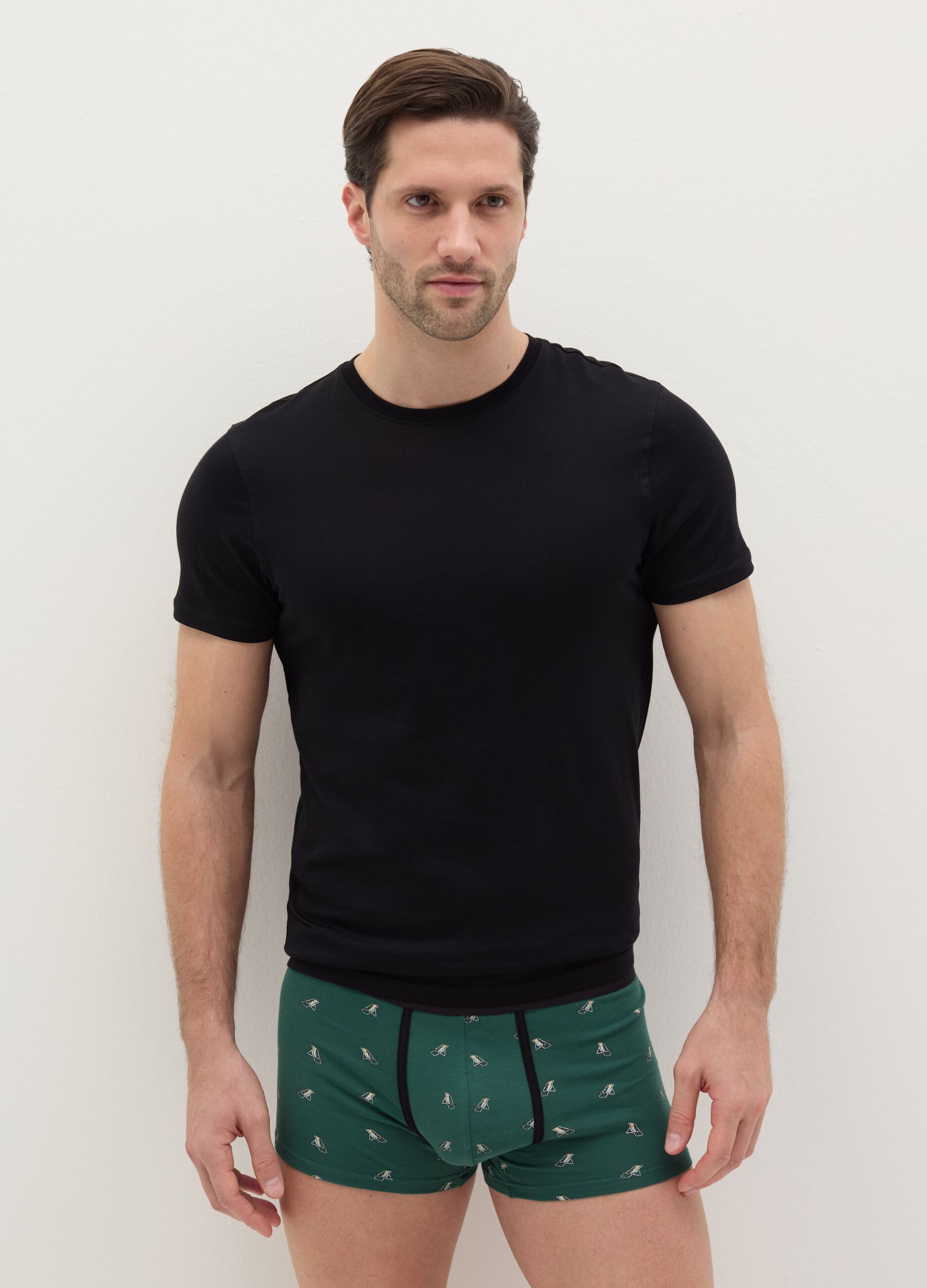 Three-pack boxers in stretch cotton with print