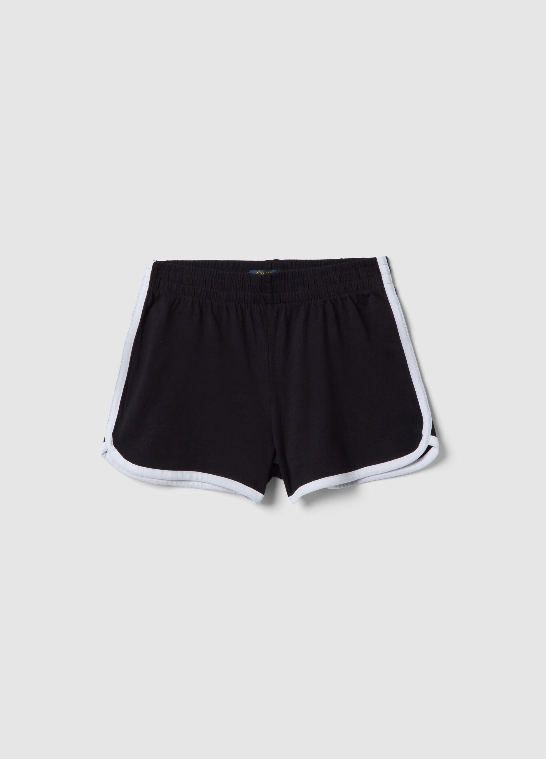 Girl's black pure cotton slim fit shorts