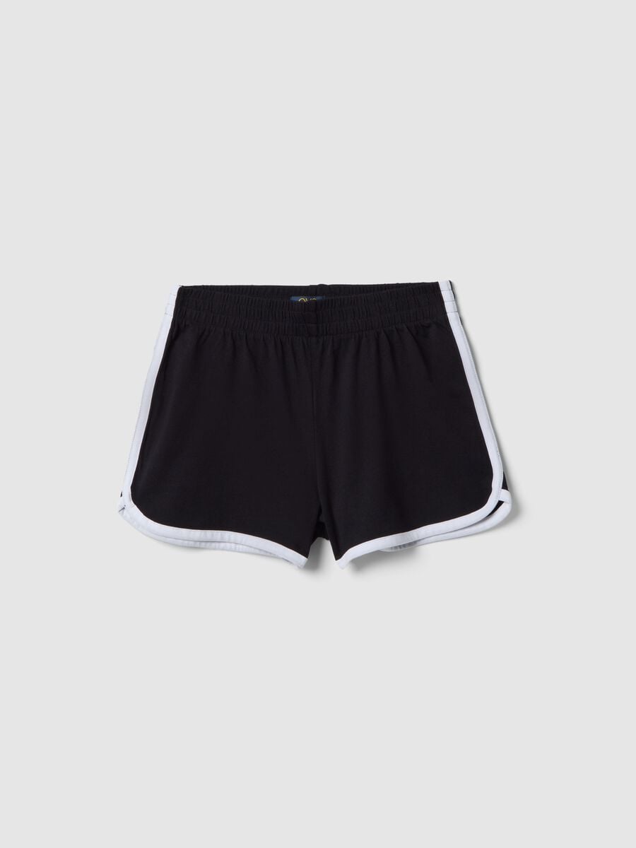 Pantaloni corti in puro cotone nero da ragazza slim fit_3