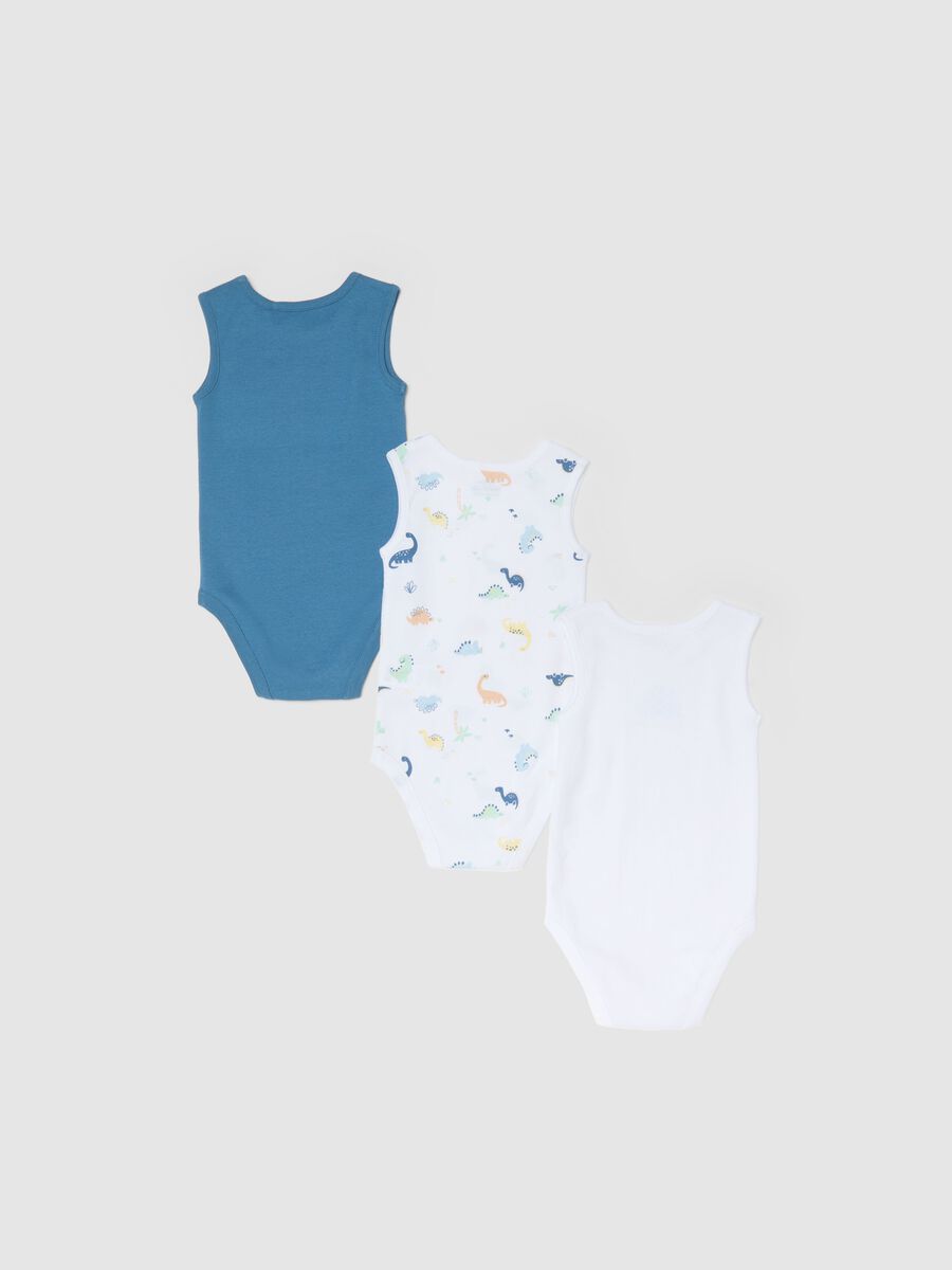 Baby's Multicolour Pure Cotton Bodysuit Pack with Dinosaurs_1