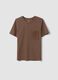 T-shirt in puro cotone marrone regular fit con taschino ricamato_4