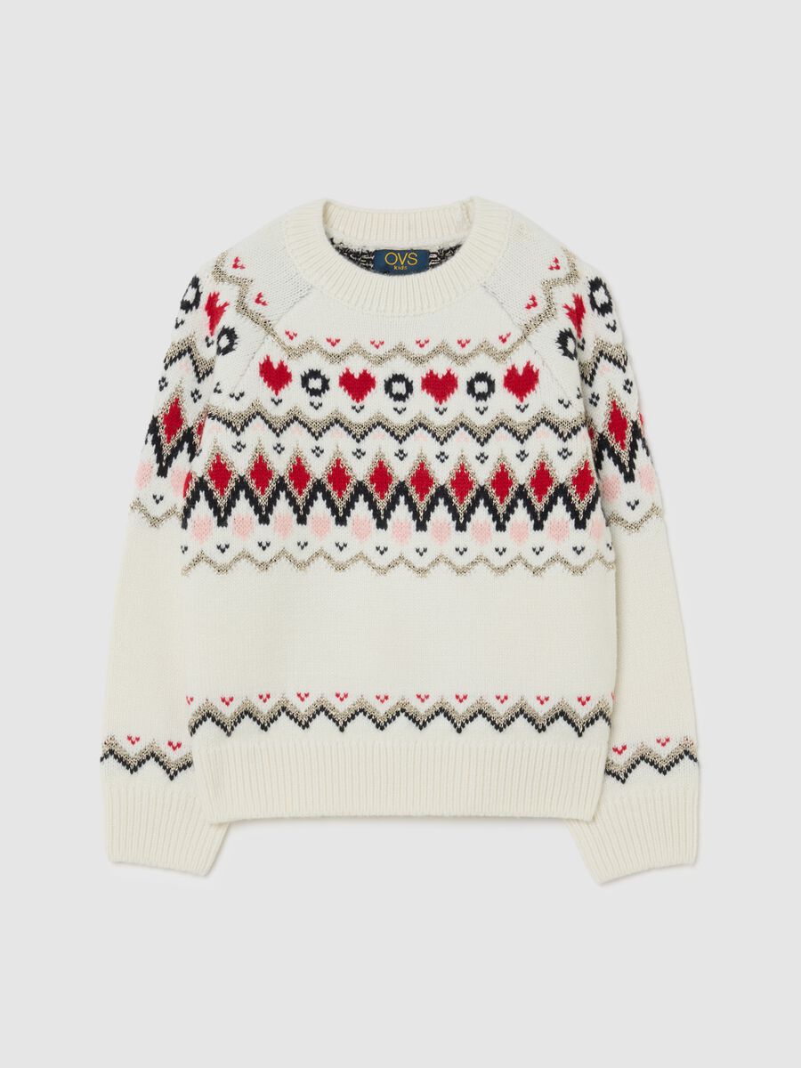 Maglione multicolor da bambina regular fit con motivo jacquard_0