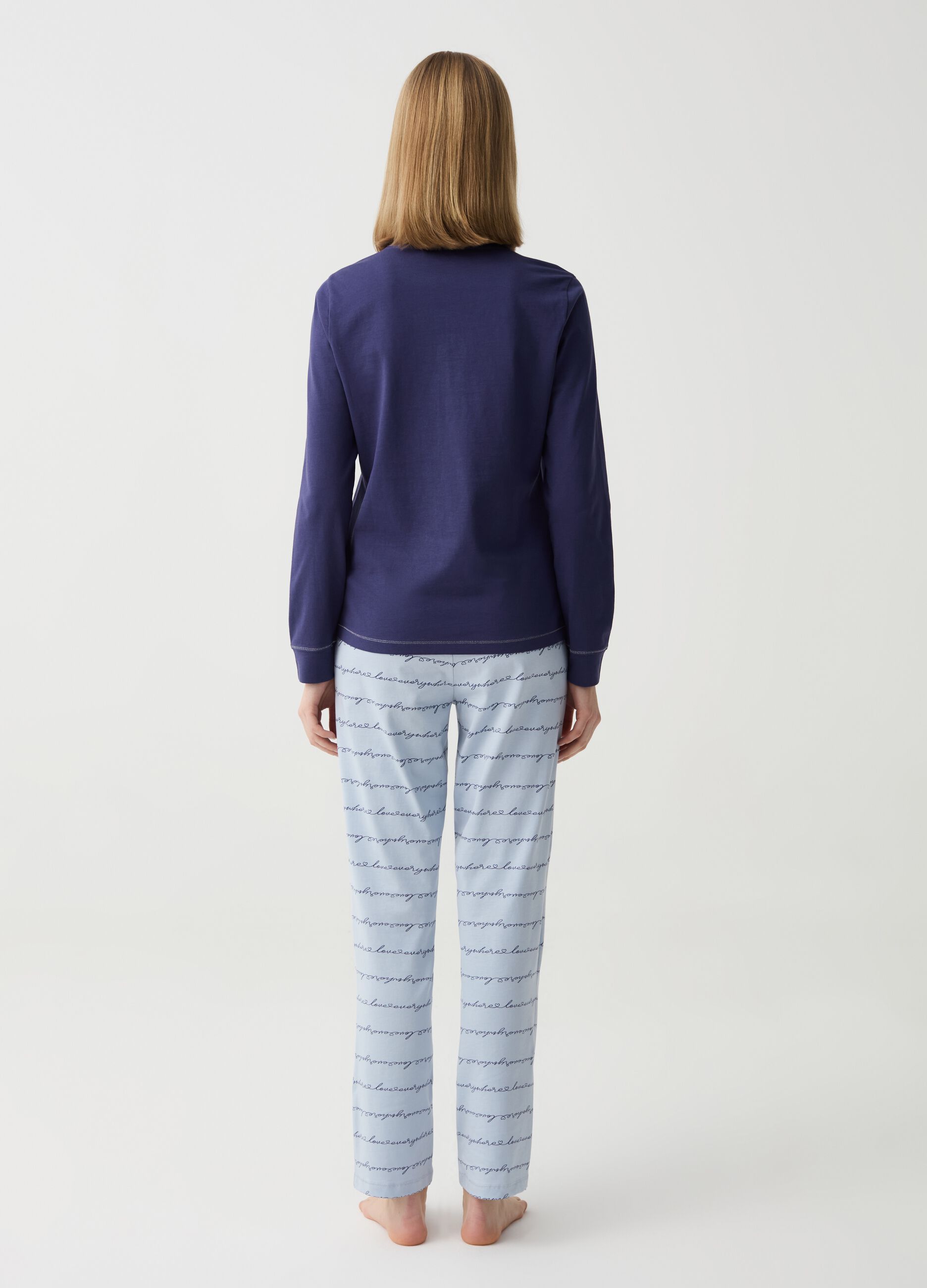 Organic cotton pyjamas with granddad neckline