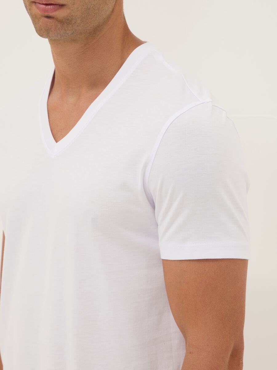 White pure Supima cotton V-neck T-shirt, regular fit_2