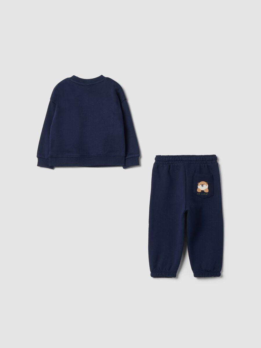 Completo jogging blu in puro cotone over fit con animaletto_1