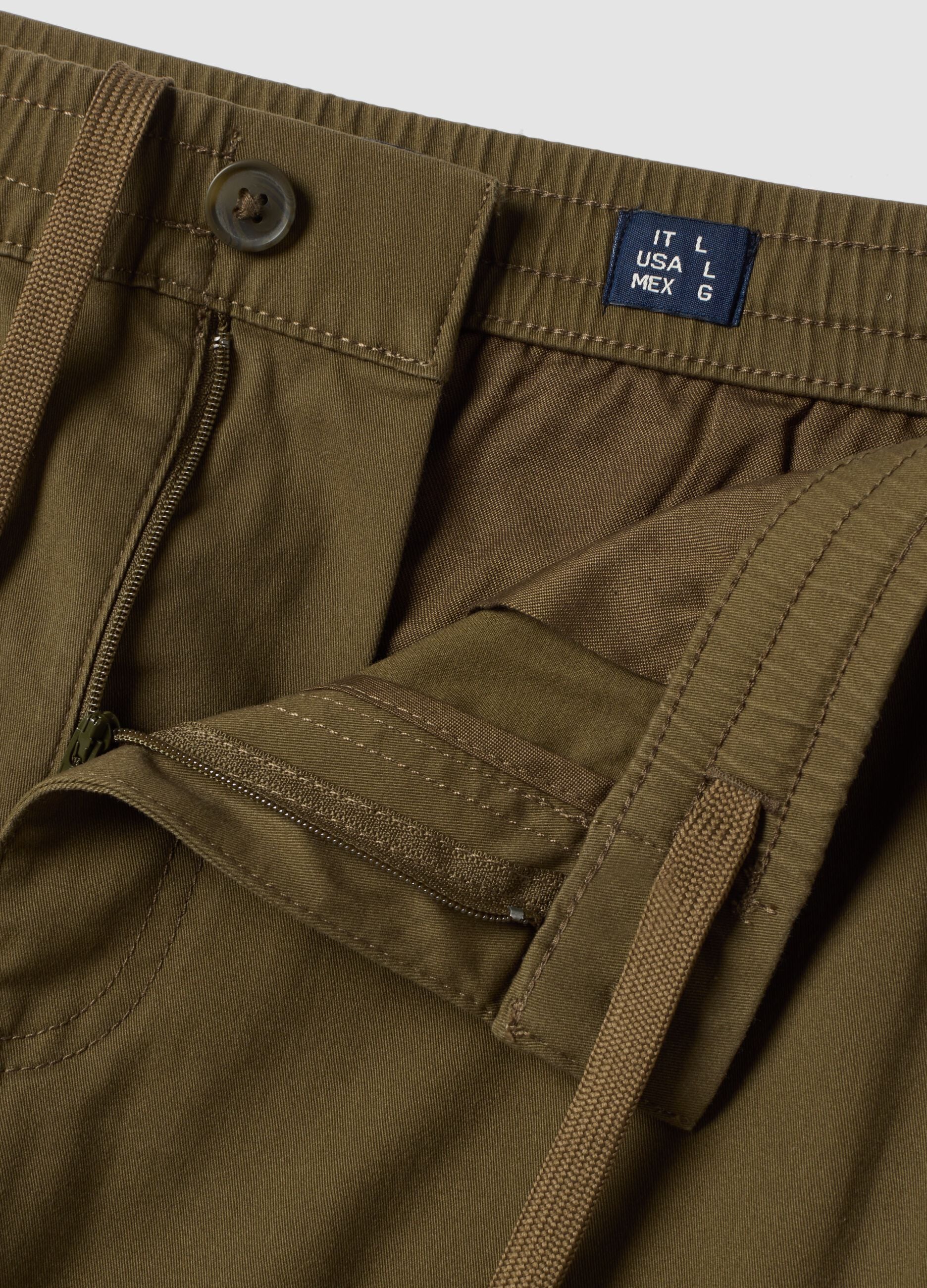 Green regular-fit stretch cotton cargo trousers