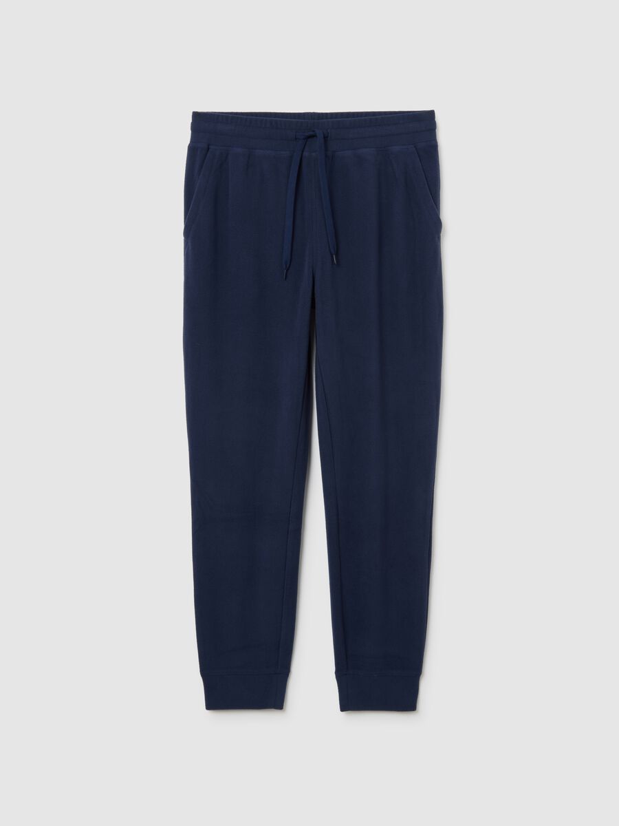 Blue fleece trousers regular fit with elastic waistband_4