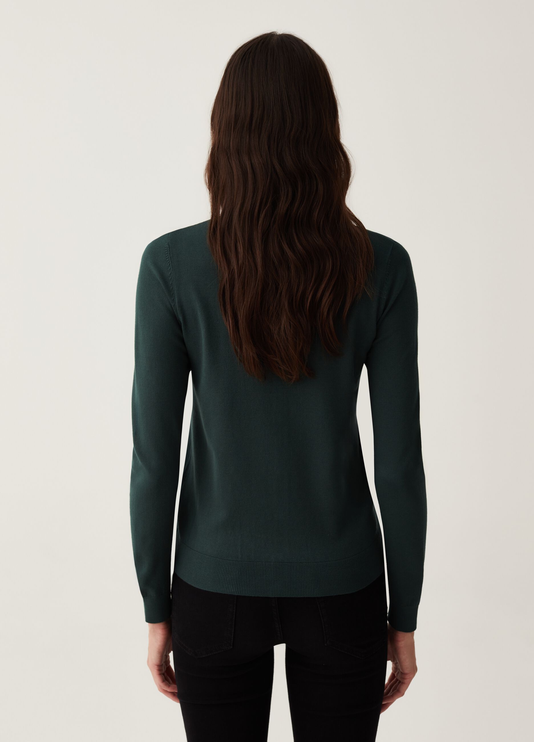 Cardigan girocollo tinta unita_2