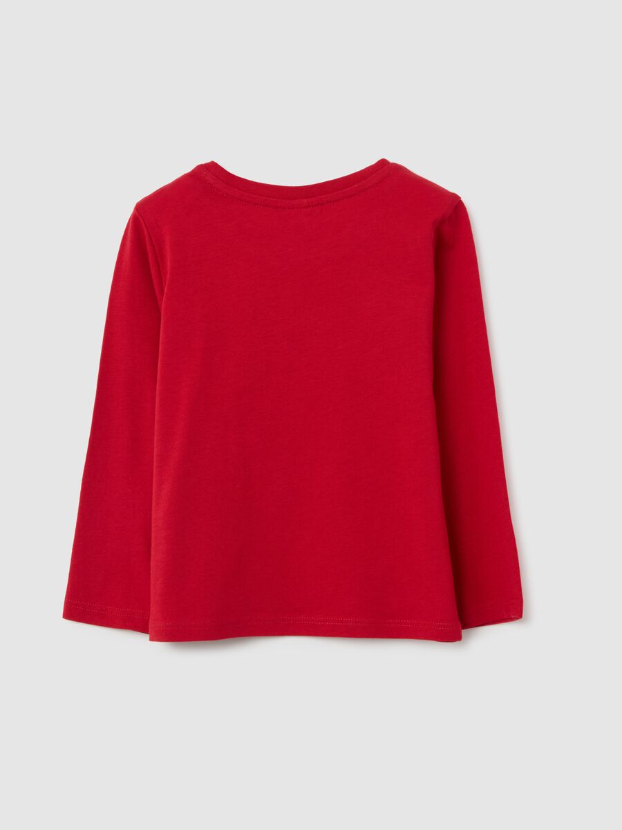 Regular fit pure cotton red baby girl top with embroidered bows_1