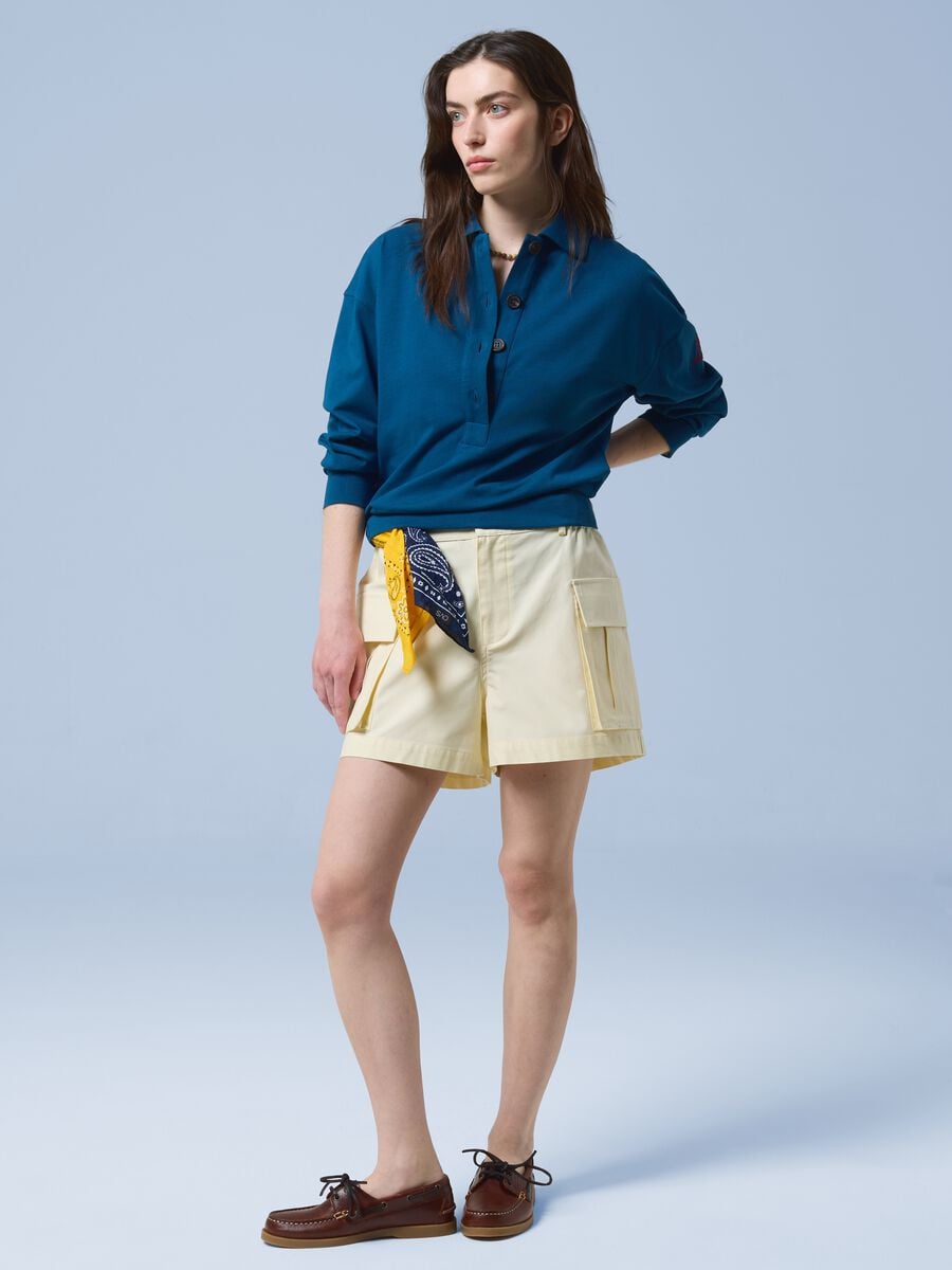 Polo a maniche lunghe blu in puro cotone ALTAVIA SAILING_0