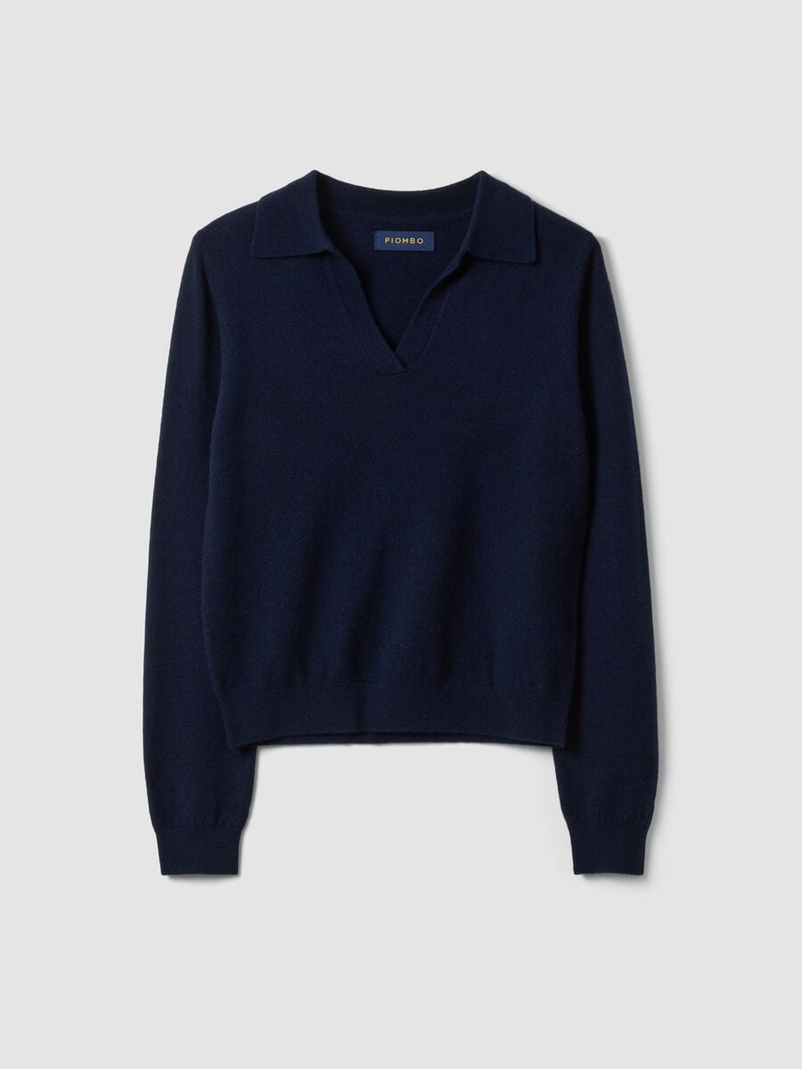 Blue pure wool polo-collar jumper_0