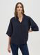 Blue Blouse with V-Neck and Wide Sleeves_0