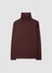 Brown stretch viscose top with high neck, regular fit_0