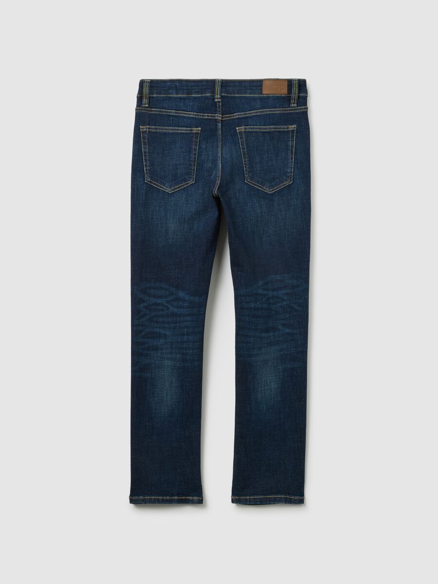 Boys' Blue Stretch Denim Regular Fit Jeans_4