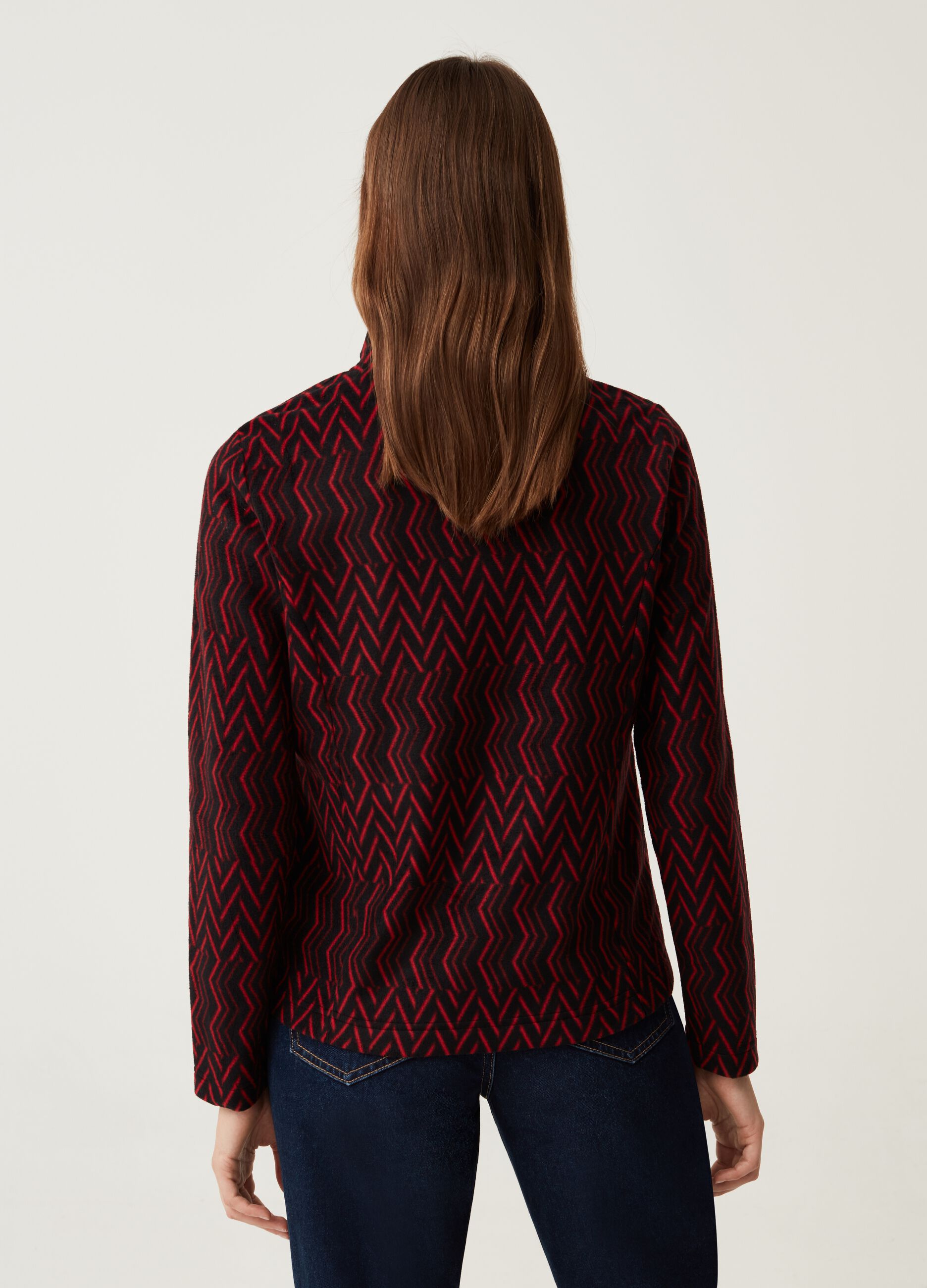 Full-zip in pile stampa a zigzag_2