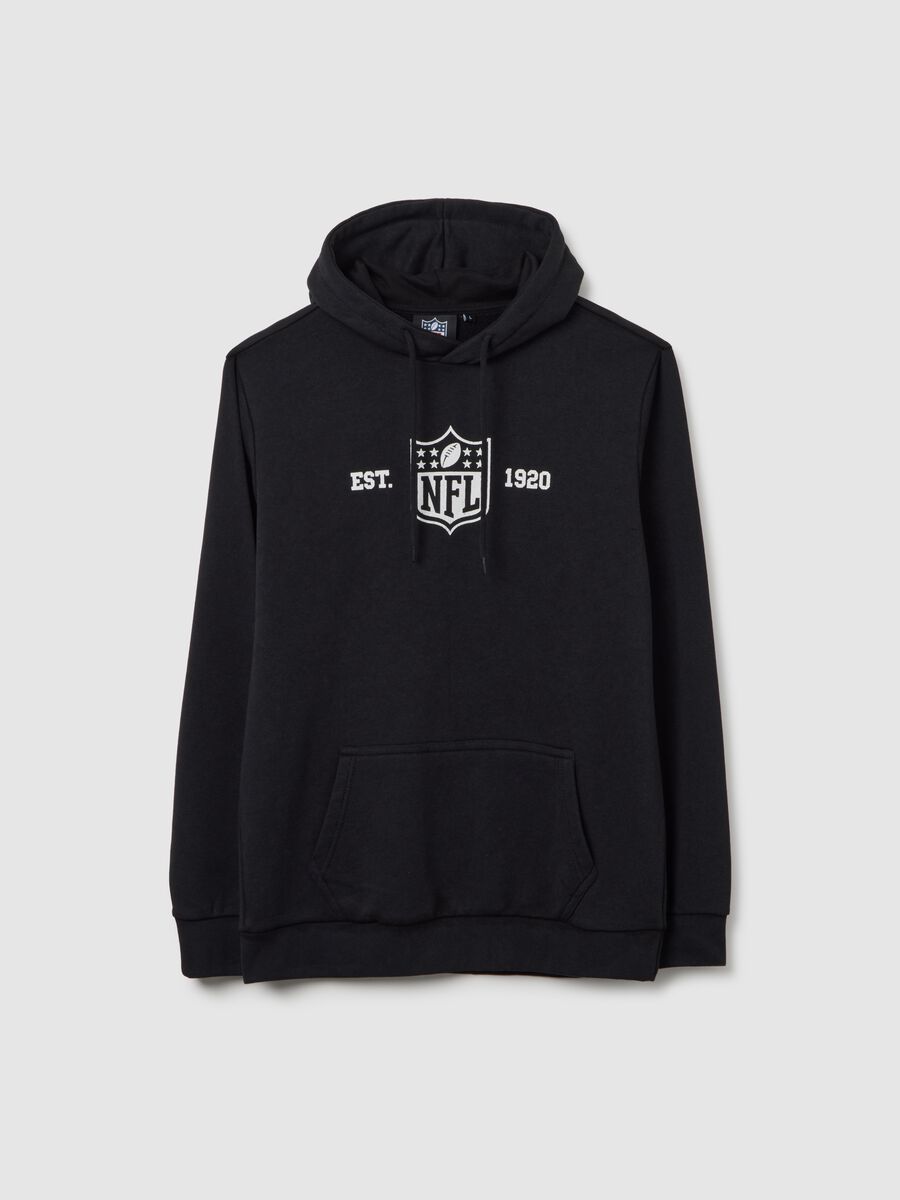Black cotton blend hoodie with NFL logo_4