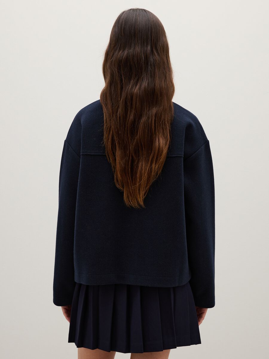 Blue regular fit cardigan with button closure_2