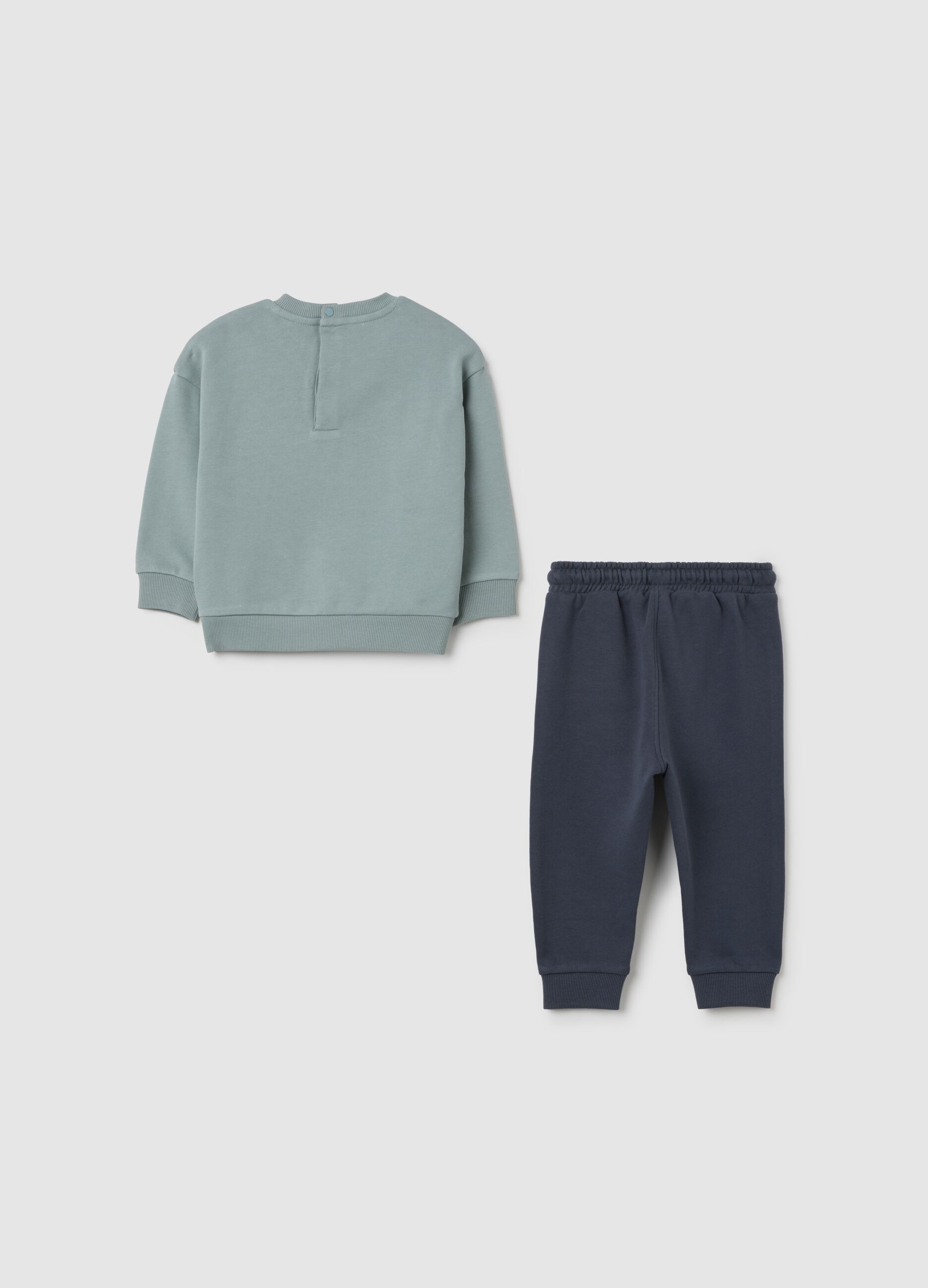 Set felpa e pantaloni da bambino in puro cotone azzurro regular fit con stampa Stitch