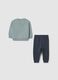 Blue regular fit pure cotton sweatshirt and trouser set for children with Stitch print_1