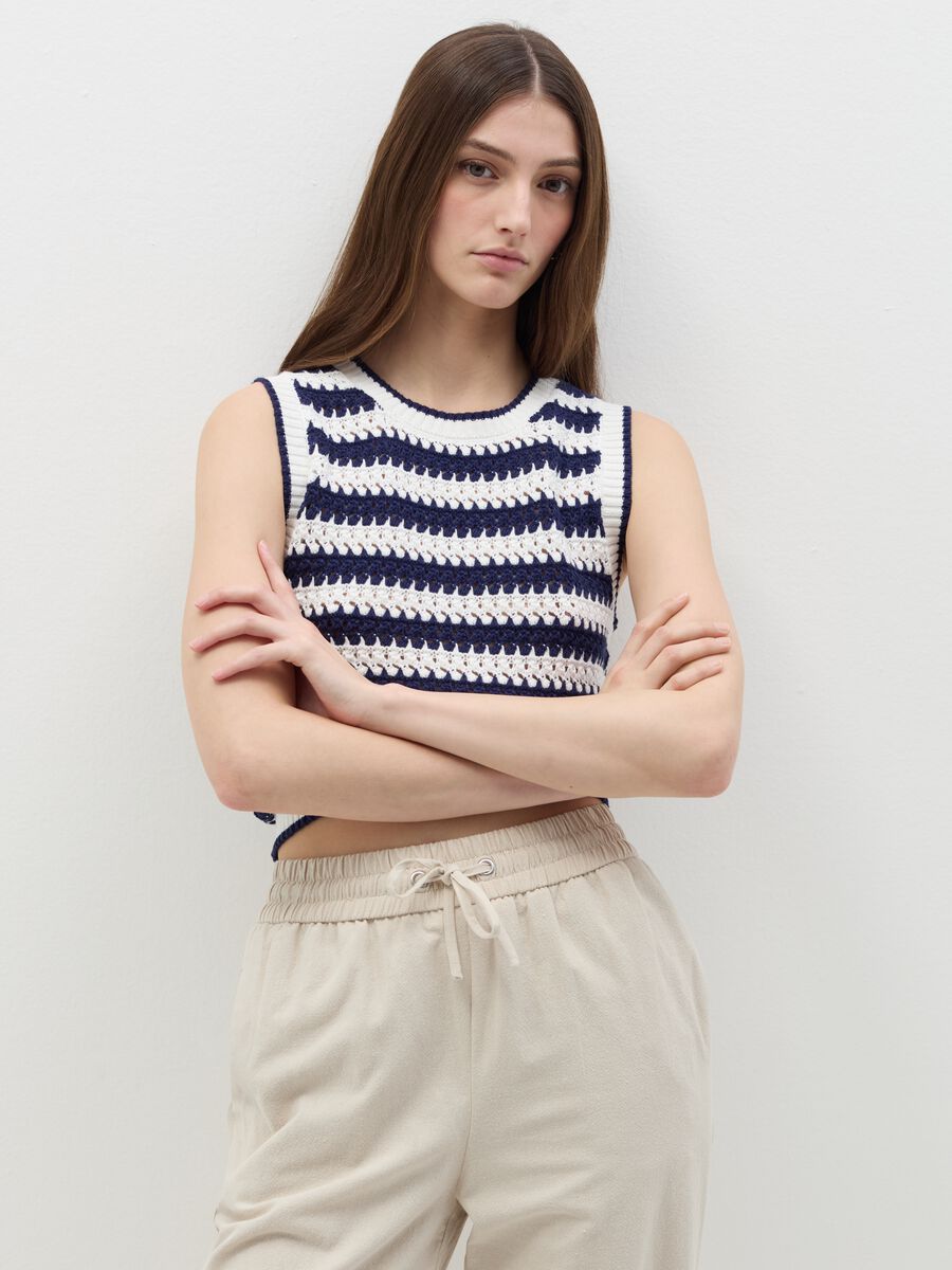 Striped crochet tank top_0