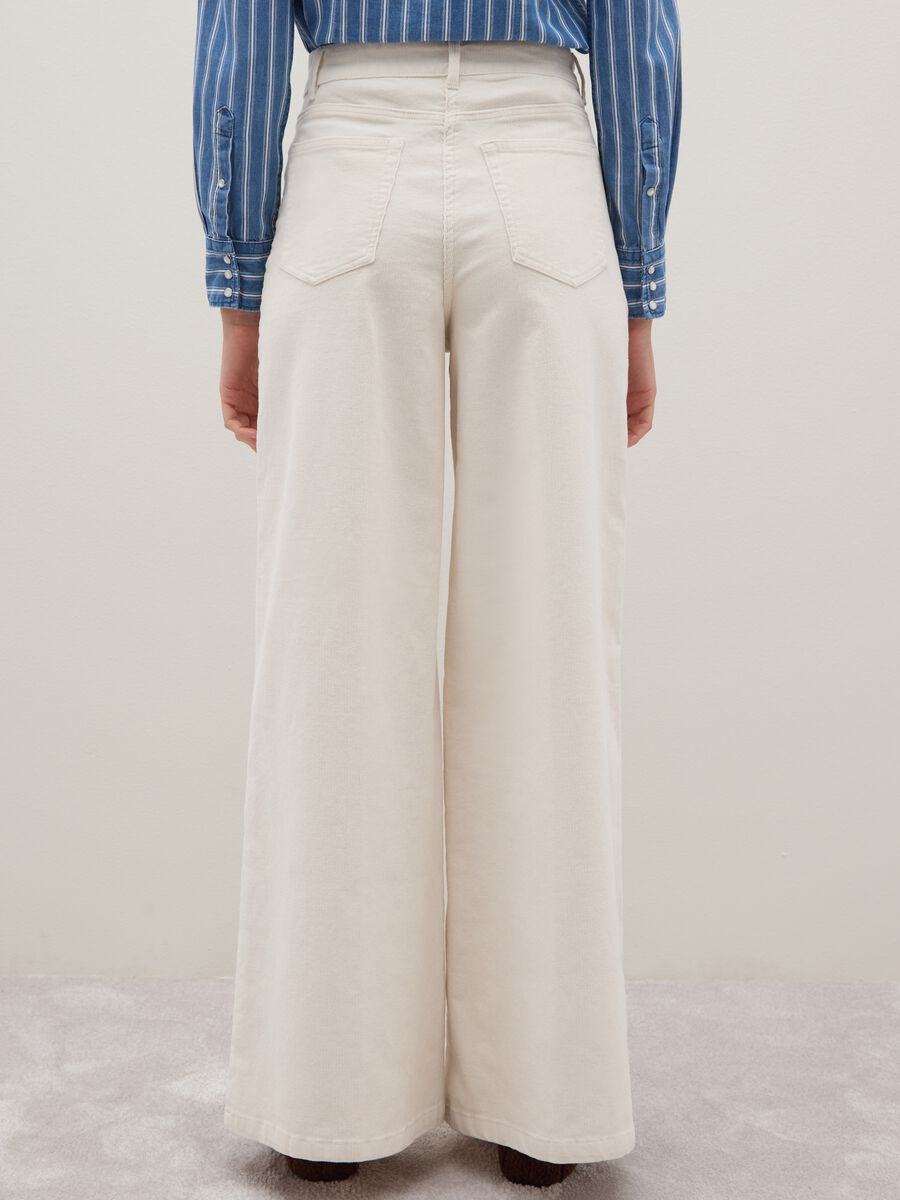 White wide-leg stretch cotton trousers in regular fit_2