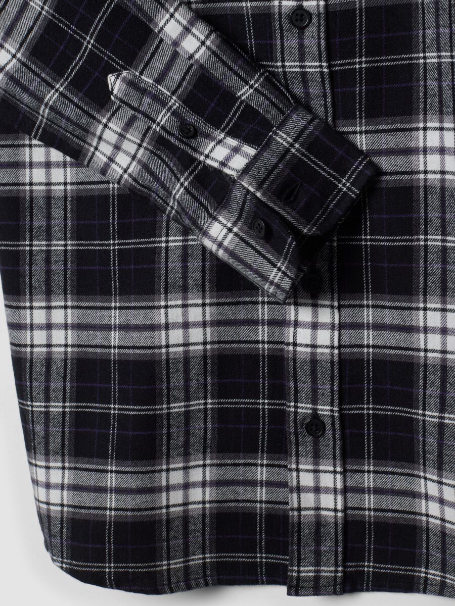 Camicia nera a quadri in puro cotone regular fit per ragazzo_5